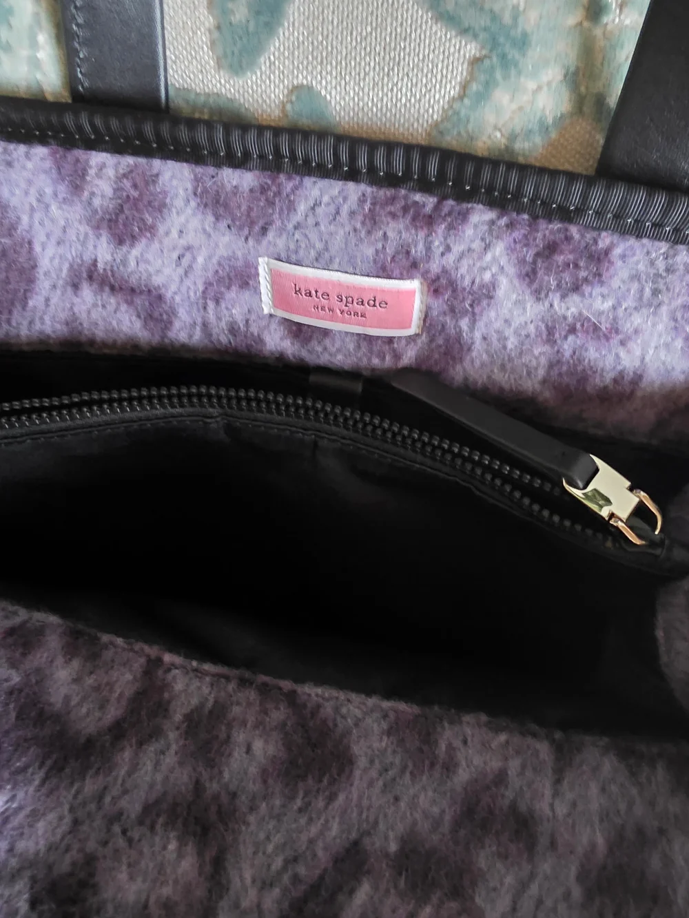 kate spade New York Purple Leopard-Print Fleece Tote